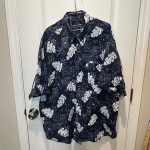 ENRO TRADITIONS Mens 3XL TALL Short Sleeve Button Up Shirt Tropical Leaf Print